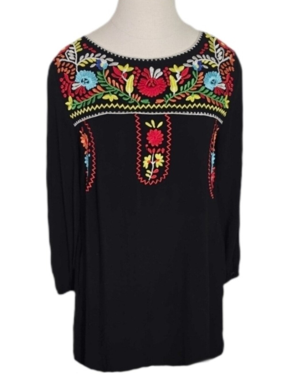 Jodifl Dress Boho Peasant Tunic-Length Black Size S - Picture 14 of 14